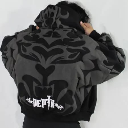 Loid oversized gothic hoodie with DEEP tribal patterns