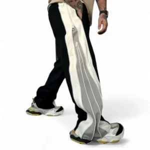 Double Zip Urban Duo Grey & Black Color Wide leg Relaxed Fit Baggy pant