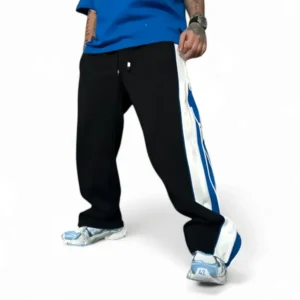 Double Zip Urban Duo Blue & White Color Wide leg Relaxed Fit Baggy pant