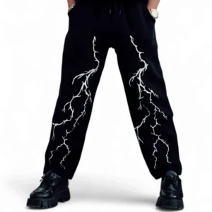 Dynamic Lightning Thunder Printed Straight Baggy Pant